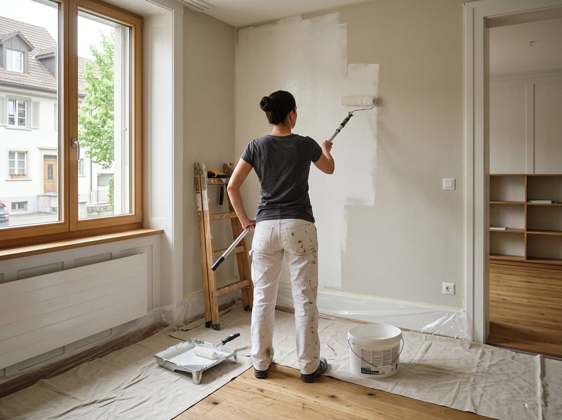 Exemple : peintre appliquant une peinture intérieure